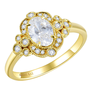 Kai Shield of Love 1.13 CTW Oval Lab Grown Diamond Ring in 14k Gold (All Sizes Available)
