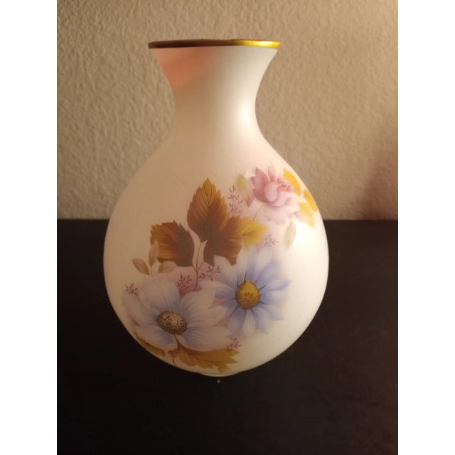 1960s Fenton Handpainted Satin Glass Vase For Sale In Dallas - Image 6 of 8
