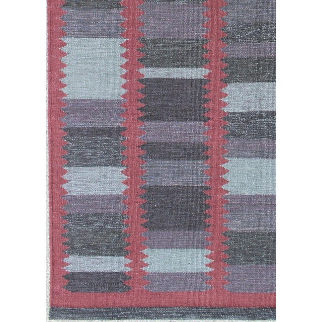 Mid-Century Modern Modern Scandinavian Flat-Weave Design With Geometric Design by Keivan Woven Arts For Sale - Image 3 of 6