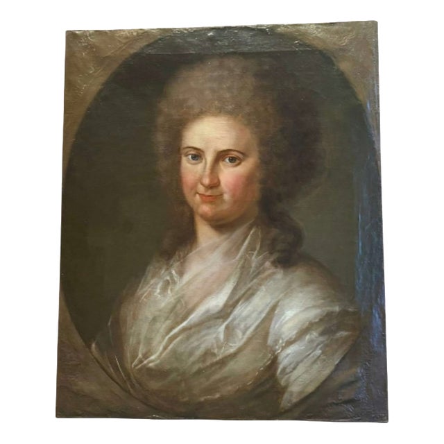 Portrait of Young Rococo Woman, Central European School, 18th Century For Sale