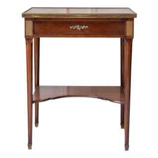 Mid 20th Century Louis XVI Style Writing Table in Walnut with Leather Top and Bronze Details For Sale