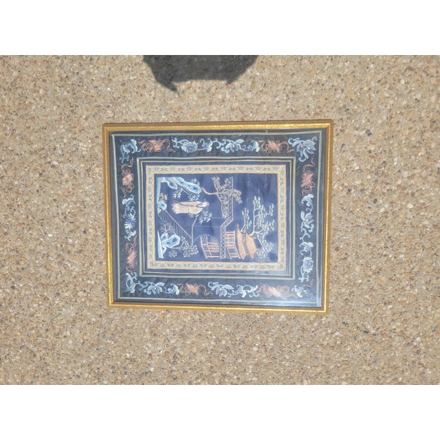 Vintage Asian Framed Embroidery For Sale - Image 9 of 13