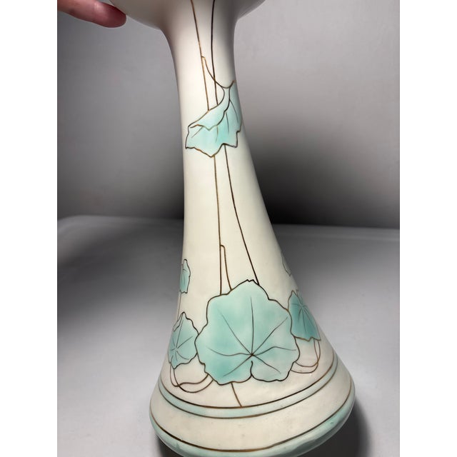 Lovely Vintage Art Nouveau Royal Dux Floral Vase Vintage Elegant Form For Sale - Image 10 of 13