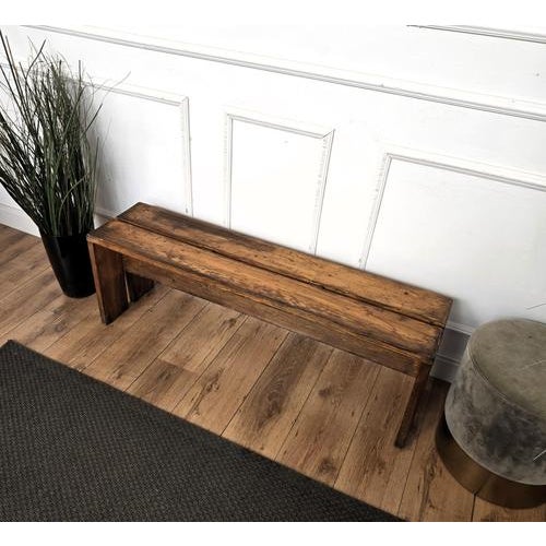 Rustic Vintage Rustic Minimal Italian Waterfall Wooden Bench, 1950s For Sale - Image 3 of 9