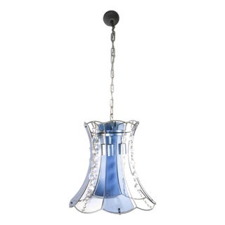 Italian Blue Murano Glass Crystal Chandelier, Mid-20th Century For Sale