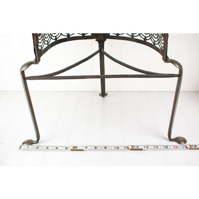Early 2000s Artisan Industrial Steel Petite Side Table With Cutouts For Sale - Image 14 of 15