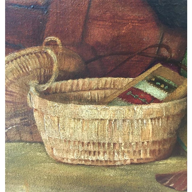 A.A. Alaned, Départ pour la pêche, chapeau, flèches et pagaie, Oil on Canvas For Sale - Image 4 of 8
