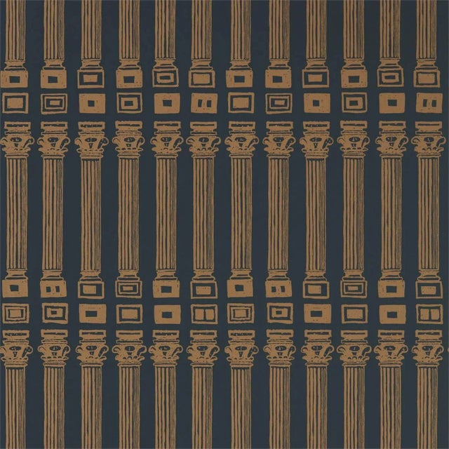 Zoffany Columns Wallpaper in Vine Black/Antique Gold - a Sample For Sale