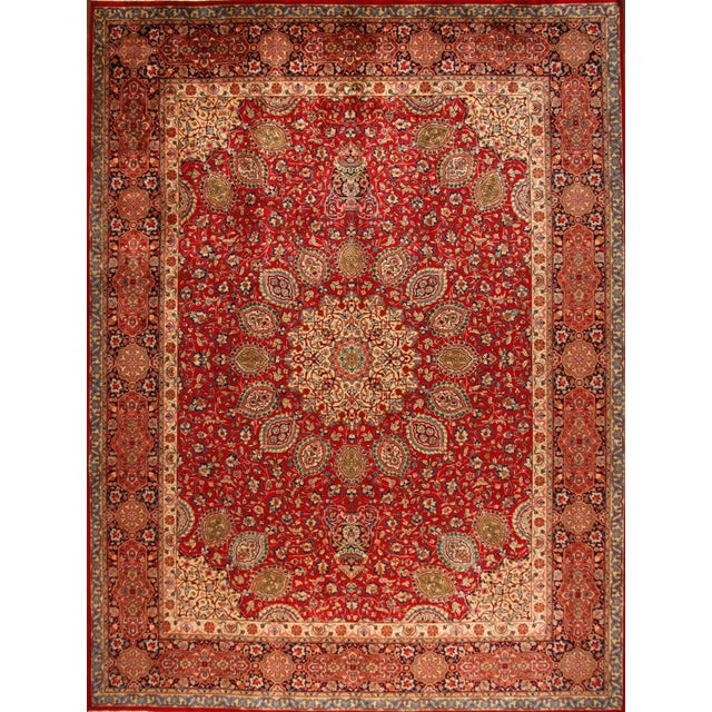 Hand-Knotted Middle Eastern Wool Rug For Sale
