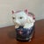 Famille Rose Ceramic Cat With Base For Sale - Image 4 of 9