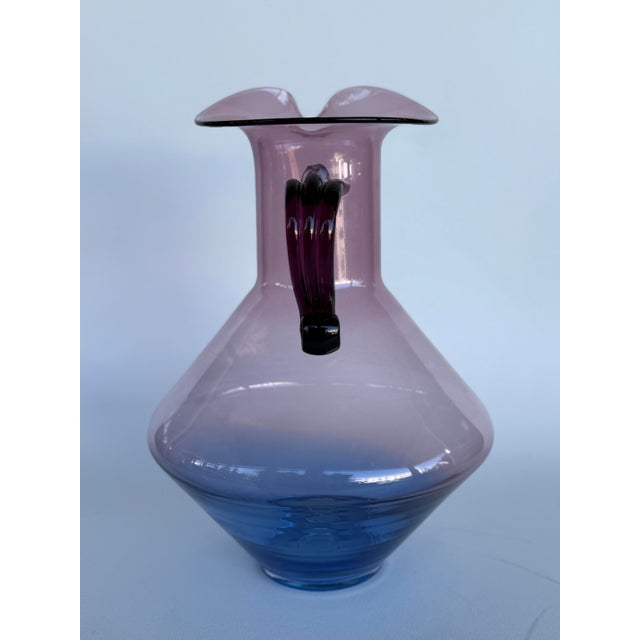 Purple Vintage Large Hand Blown Glass Pitcher by Blenko For Sale - Image 8 of 8