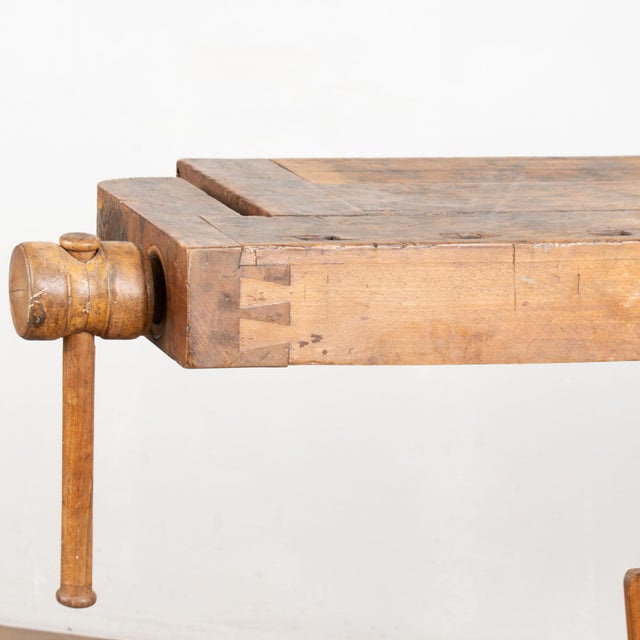 Early 20th Century Rustic Console Table Workbench For Sale - Image 9 of 17
