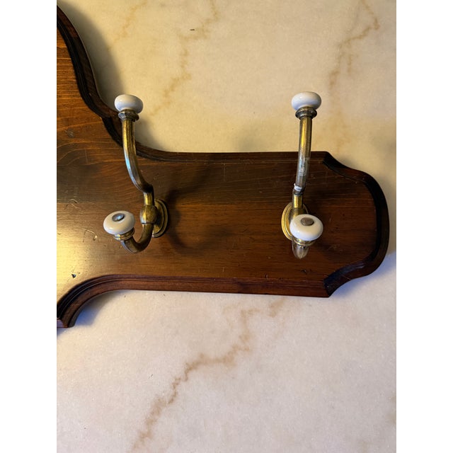 Vintage Ethan Allen Old Tavern Antiqued Pine Hall Mirror With Coat & Hat Hooks For Sale - Image 6 of 12