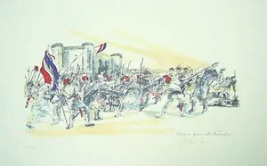 Vintage French Lithograph of the French Revolution