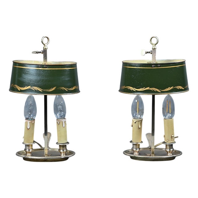 Antique Brass Bouillotte Lamps, 1890s, Set of 2 For Sale