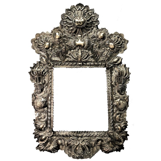 Spanish Baroque Repoussé Silver Mirror/Picture Frame, XVII C. For Sale - Image 4 of 8
