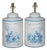 A Pair Vintage English Export Tea Caddy Hand-Painted Chinoiserie Figurines Table Lamp For Sale