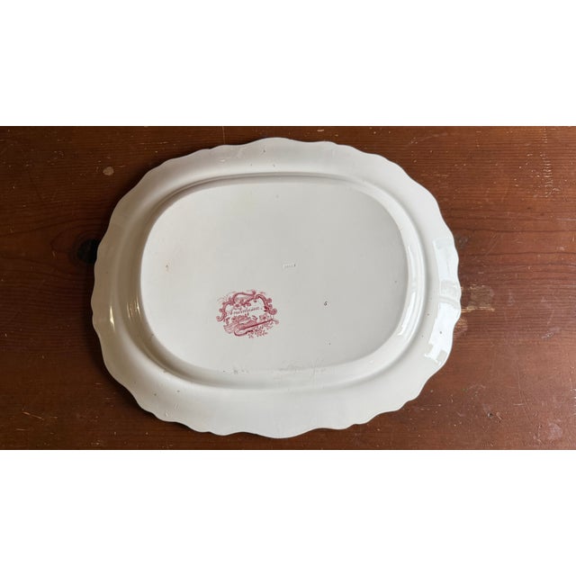 A Very Fine Antique Red Transferware Decorated Staffordshire Platter "Andalusia" Pattern by Adams, Circa 1840's For Sale - Image 10 of 15