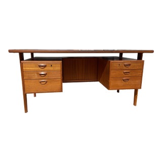 1960s Kai Kristiansen Writing Floating Teak Vintage Desk For Sale