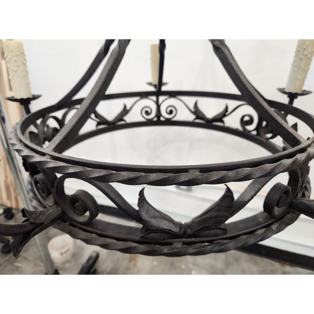 1980s 1980s Classical Roman Black Iron Chandelier For Sale - Image 5 of 5