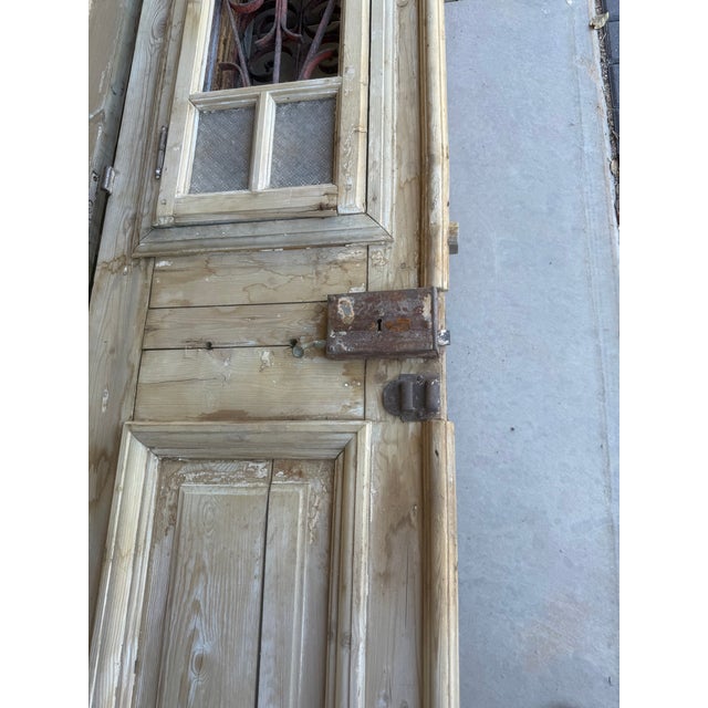 Brown Antique Architectural Salvage Doors French Mediterranean Style With Iron Grilles For Sale - Image 8 of 10