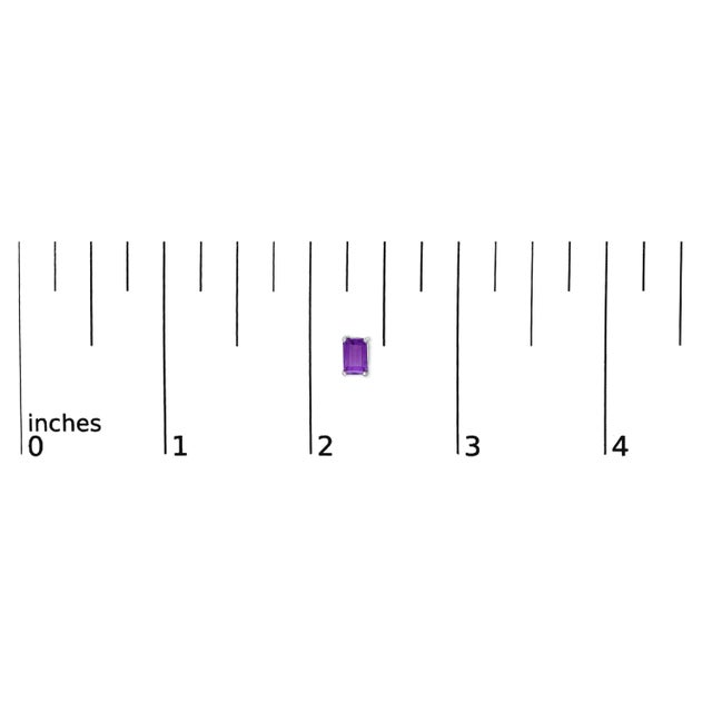 Early 21st Century 14K White Gold 6x4MM Emerald Shaped Amethyst Solitaire Stud Earrings For Sale - Image 5 of 5