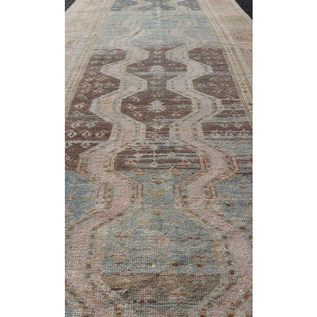 Early 20th Century Persian Hand Knotted Hamadan Wool Runner With Geometric Design Unique Design 3'3 X 9'10 For Sale - Image 5 of 12