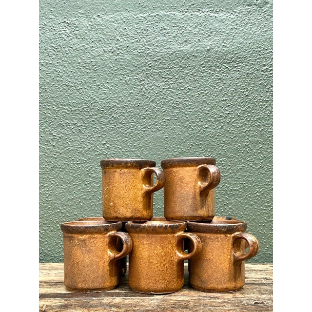 Vintage Mid-Century Modern Glazed Ceramic Coffee Mugs - Set of 8 For Sale - Image 12 of 12