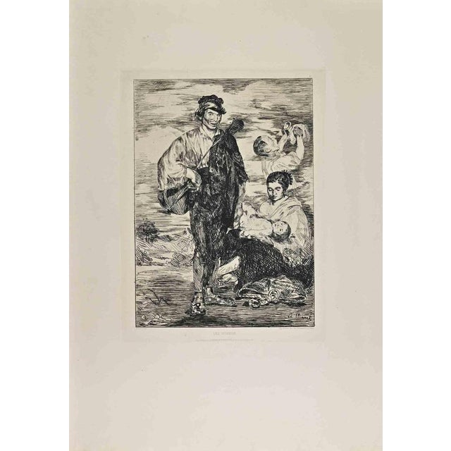 Les Gitanos is a black and White etching realized by Edouard Manet in 1862. Titled in the lower. Second state and lifetime...