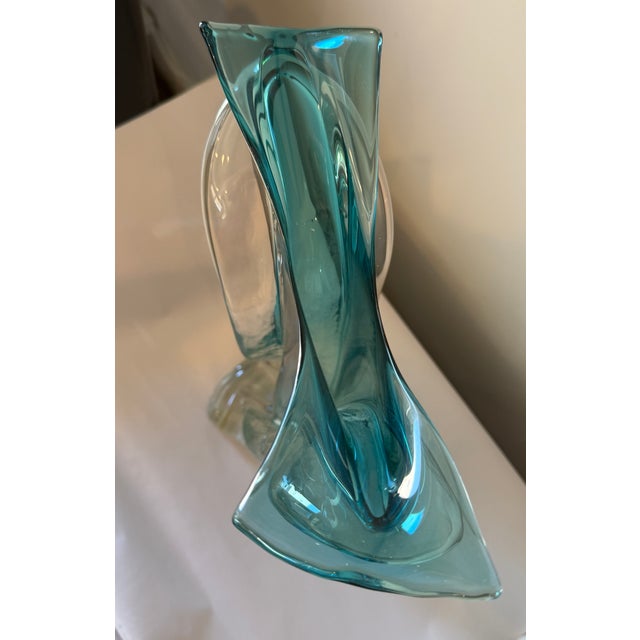 1980s 1980s Ed Branson, Transparent Handblown Blue Glass Vase For Sale - Image 5 of 7