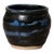 Handmade Studio Pottery Ceramic Vessel With Waves of Blue and Black Glaze For Sale