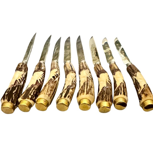 Vintage Anton Wingen Jr. Solingen “Othello” Stag Antler Knife & Fork Set Service for Eight - 16 pcs For Sale - Image 17 of 18