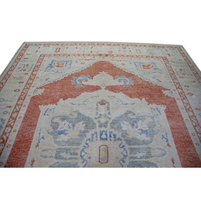 Turkish Oriental Hand Knotted Rug Turkish Antique Look Oushak 9' x 12'1" For Sale - Image 3 of 5