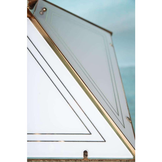 Vintage Regency Brass & Glass Pendant For Sale - Image 11 of 18