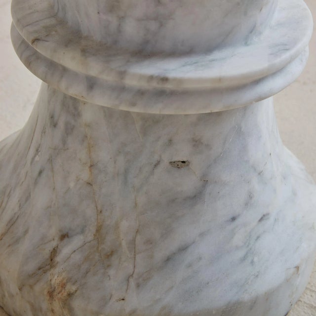 Petite Italian White Carrara Marble Stool, Italy 20th Century For Sale - Image 10 of 11