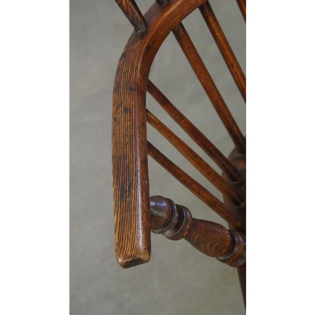Wood Antique English Highback Windsor Dining Room Chair For Sale - Image 7 of 13