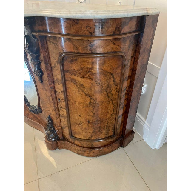 ​​19th Century Victorian Burr Walnut Marble Top Sideboard, 1850s For Sale - Image 9 of 18