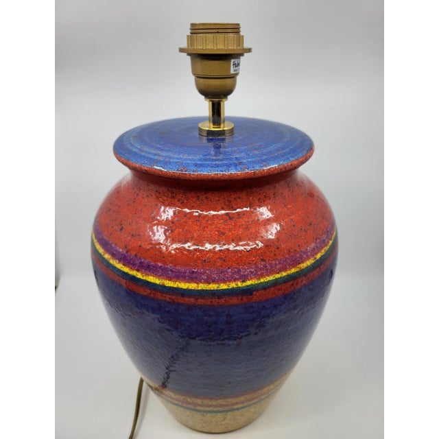 Blue Ceramic Lamp by Hubert Olivier, France, 1980 For Sale - Image 8 of 17