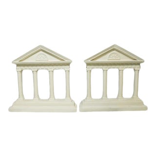 Vintage Mid-Century Greek Column Plaster Bookends - a Pair For Sale