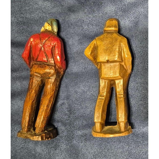 Folk Art Vintage Syroco Wood Figurines From the Mid-Century Era For Sale - Image 3 of 8
