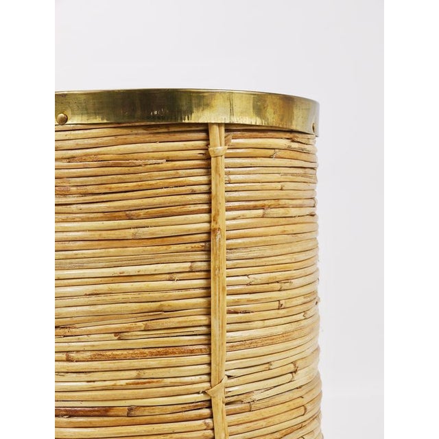 Bamboo & Brass Paper Basket Umbrella Stand, Italy, 1970s For Sale - Image 9 of 16