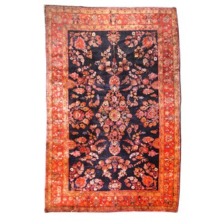 Antique 1920s Persian Hand Knotted Sarouk Mohajeran Rug 8'9' X 11'9'' For Sale