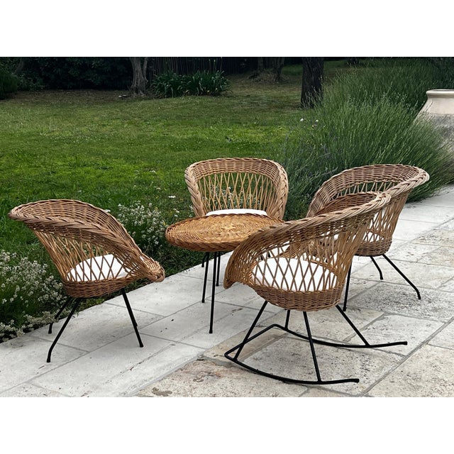 Vintage Rattan Garden Set, 1960s, Set of 5 For Sale - Image 4 of 10