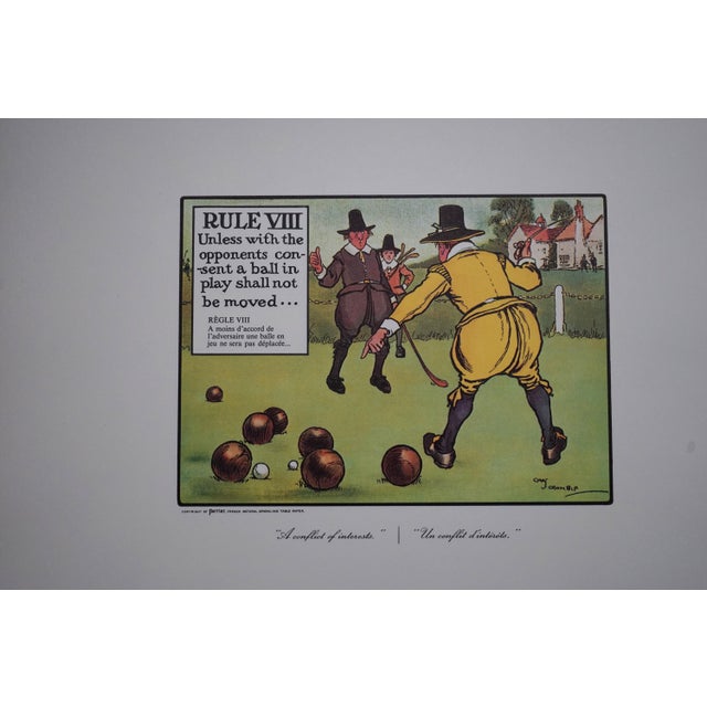 Cream Complete Set of Charles Crombie's Rules of Golf Illustrations for Perrier (24 Prints) Circa 1960 For Sale - Image 8 of 18