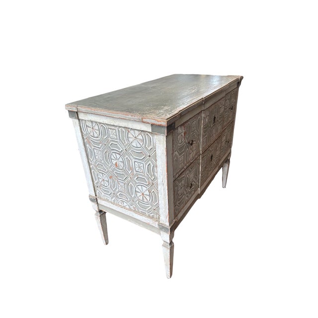Hand Painted French 2-Drawer Commode For Sale - Image 4 of 12