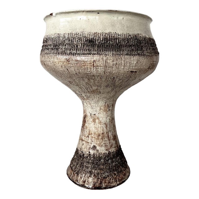 Beige Vintage Ceramic Flowerpot by Magda Szemlér, 1970s For Sale - Image 8 of 8