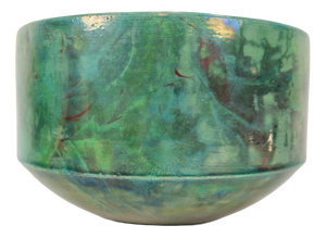 Vintage Handmade Green Luster Glaze Ceramic Bowl, 1960