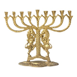 1960s Frederick Weinberg Figural Lion Menorah For Sale