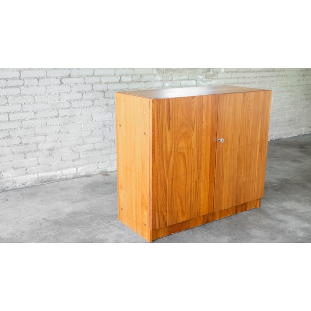 Wood 1970s Mid-Century Danish Modern Teak Hideaway Desk & Cabinet For Sale - Image 7 of 15