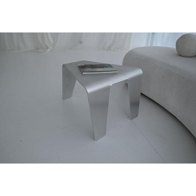 Silver Sculptural Coffee Table in Brushed Aluminum by Veliento For Sale - Image 8 of 13